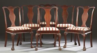 Appraisal: Set of Six Carved Mahogany Chippendale Style Side Chairs th