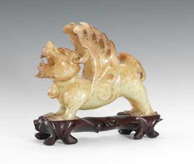 Appraisal: A Carved Jade Bixie Monster Finely carved jade the celestial