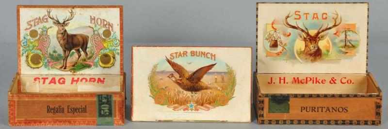 Appraisal: Lot of Hunting Related Cigar Boxes Description All are rare