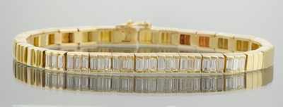 Appraisal: A Ladies' Baguette Diamond Bracelet k yellow gold articulated bracelet