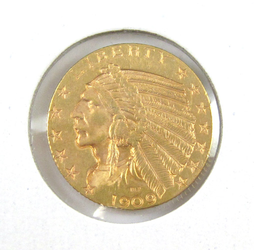 Appraisal: U S FIVE DOLLAR GOLD COIN Indian head type variety