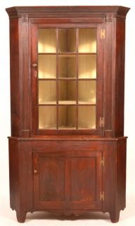 Appraisal: PA Federal Walnut Two Part Corner Cupboard Montgomery County Pennsylvania