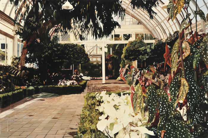 Appraisal: Marcella S Nelson American b The Conservatory Titled signed inscribed