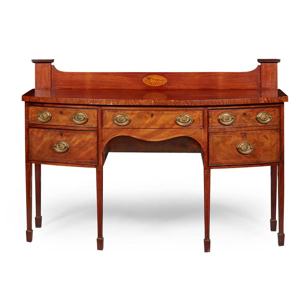 Appraisal: LATE GEORGE III MAHOGANY AND INLAID BOWFRONT SIDEBOARD LATE TH