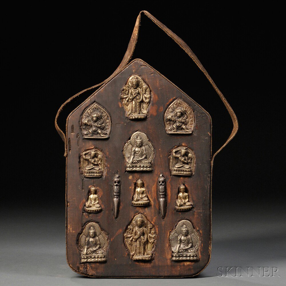 Appraisal: Portable Altar Tablet Tibet th th century holding Buddhist metal