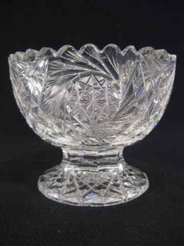 Appraisal: Cut Glass Miniature Punchbowl pedestal base pinwheel cross-hatching '' tall