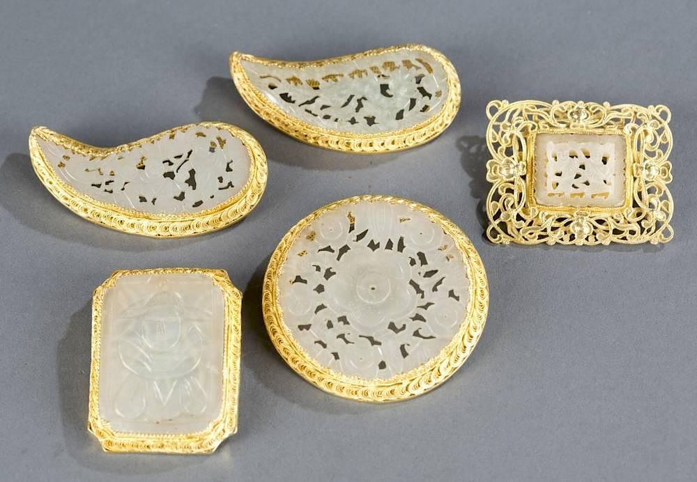 Appraisal: Group of Ching Dynasty Jade pins A group of Ching