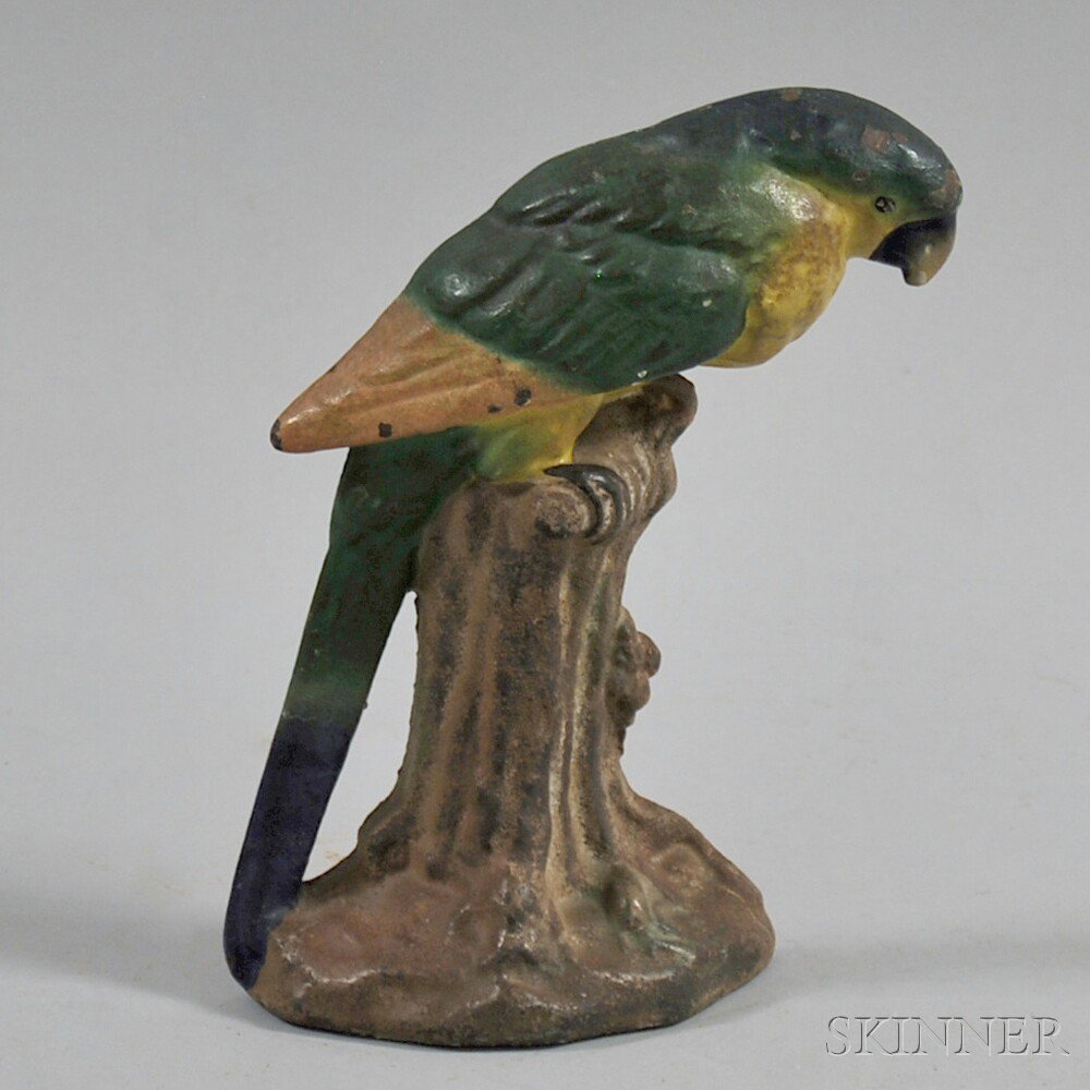 Appraisal: Polychrome Cast Iron Parrot Doorstop ht in Estimate - The