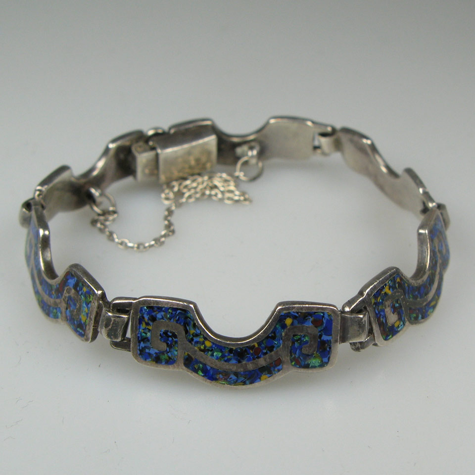 Appraisal: Margot Van Voorhies Carr Mexican Sterling Silver Bracelet decorated with