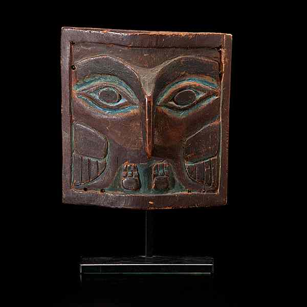 Appraisal: Northwest Coast Carved Frontlet painted in colors of black blue