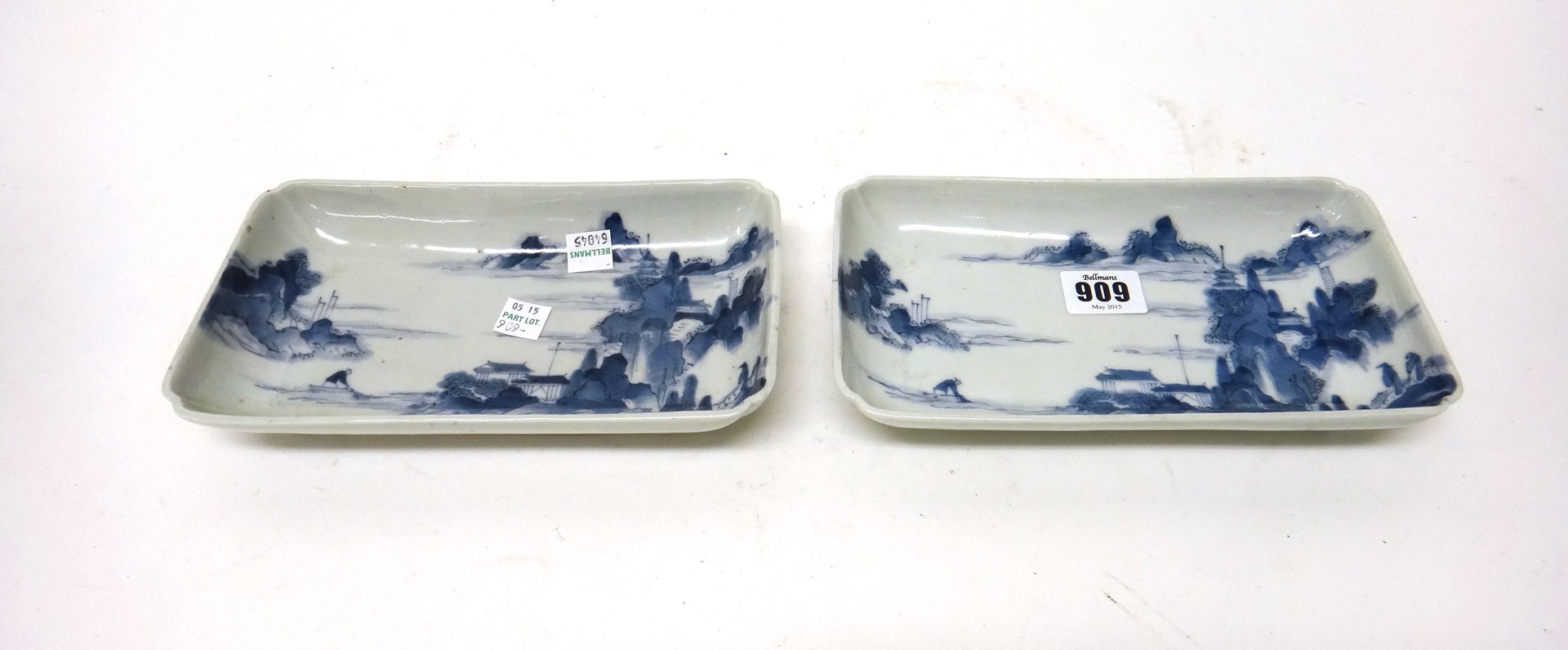 Appraisal: A pair of Japanese Kakiemon style blue and white rectangular