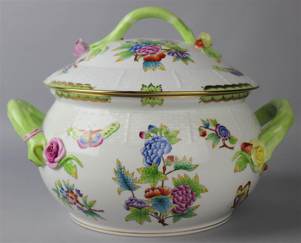 Appraisal: HEREND QUEEN VICTORIA PATTERN CIRCULAR TUREEN TOGETHER WITH A HEREND