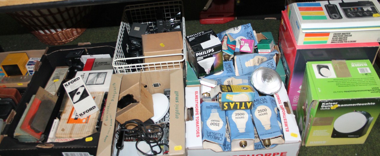 Appraisal: Various camera equipment Agilux tripod part boxed accessories by Ilford