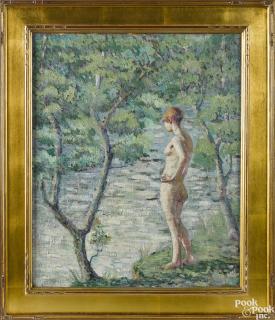 Appraisal: American oil on canvas impressionists nude American oil on canvas