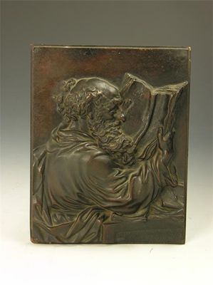 Appraisal: A th century bronze relief plaque of a bearded man