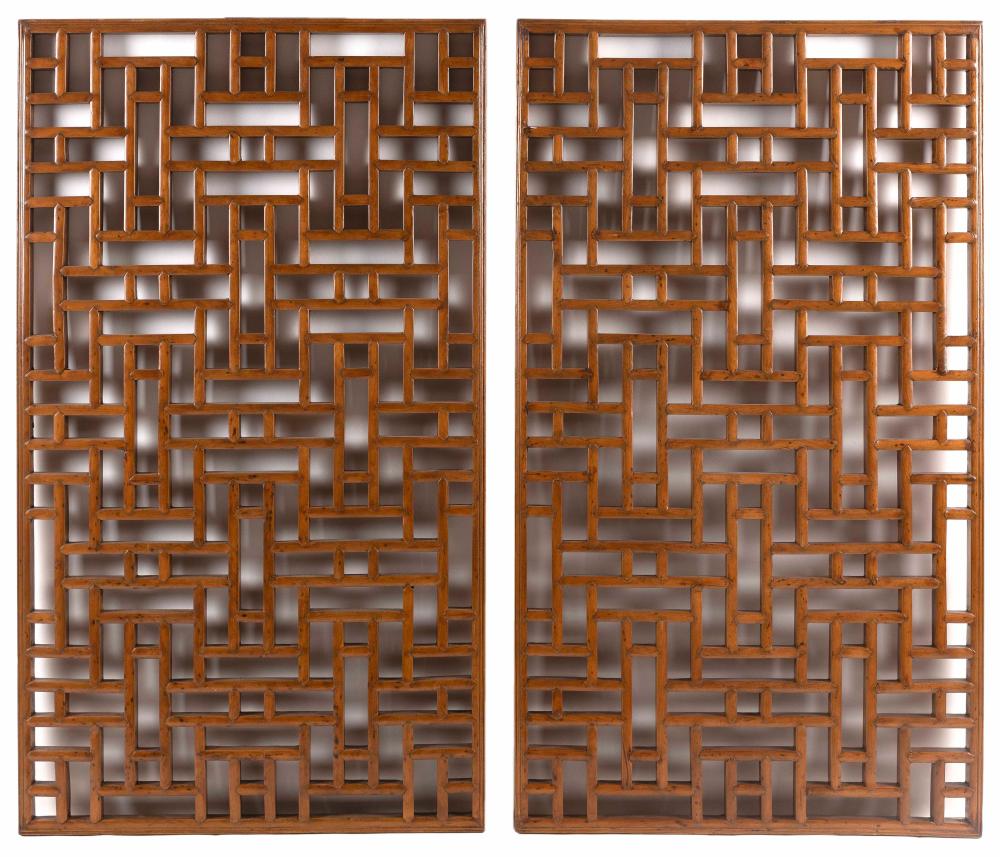 Appraisal: PAIR OF JAPANESE OPEN-CARVED WOOD SCREENS TH CENTURY HEIGHTS WIDTHS