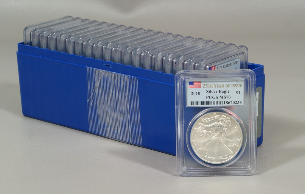 Appraisal: fine Silver Eagles coins PCGS MS slabbed TO total weight