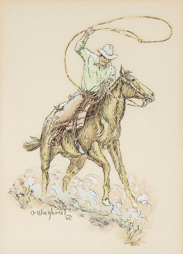 Appraisal: Olaf Wieghorst Untitled Roping Cowboy Olaf Wieghorst - Untitled Roping