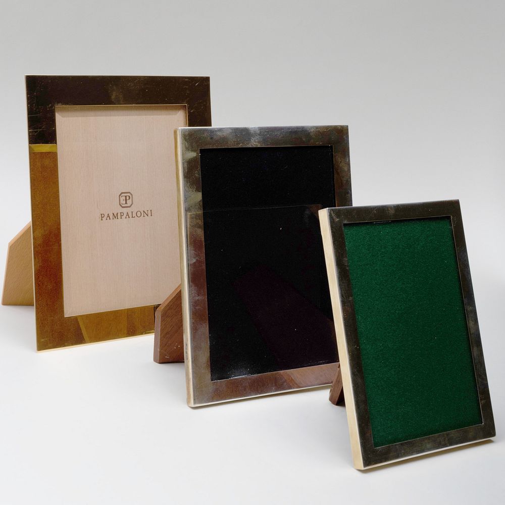 Appraisal: Three Silver-Gilt Picture Frames Comprising A Pampaloni frame marked 'Sterling'