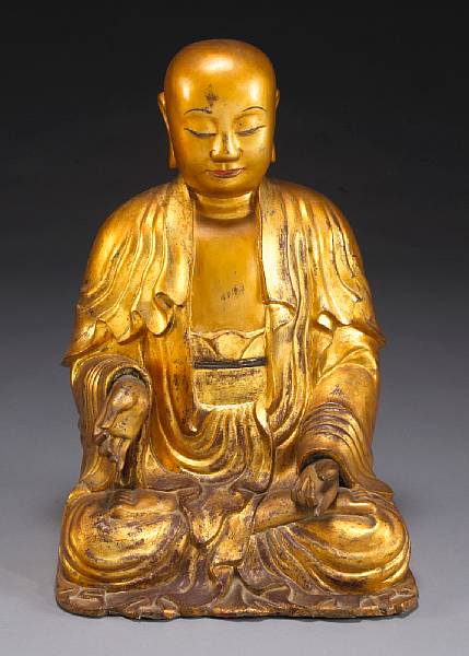 Appraisal: A large gilt dry lacquer Buddhist image th Century Depicting