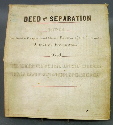 Appraisal: Lutheran Deed of Separation between the German Lutheran Congregation and