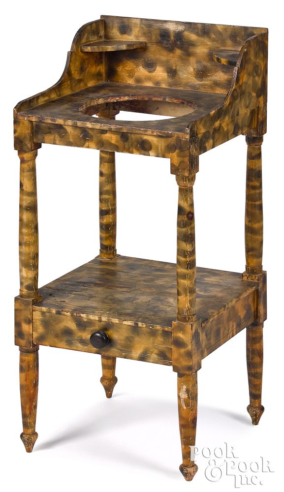 Appraisal: Sheraton painted pine washstand th c Sheraton painted pine washstand