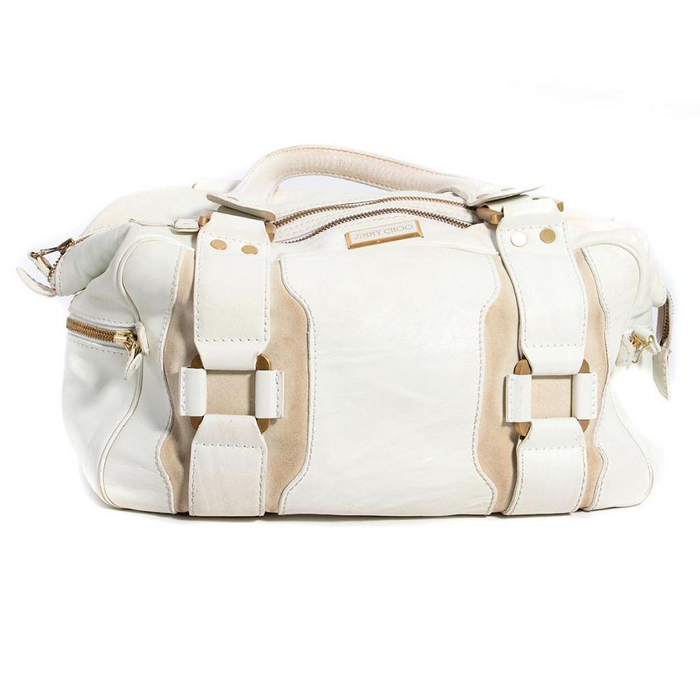 Appraisal: Jimmy Choo Mahala white leather satchel bag measuring approximately x