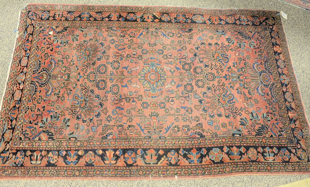 Appraisal: Sarouk Oriental scatter rug ' x ' worn Sarouk Oriental