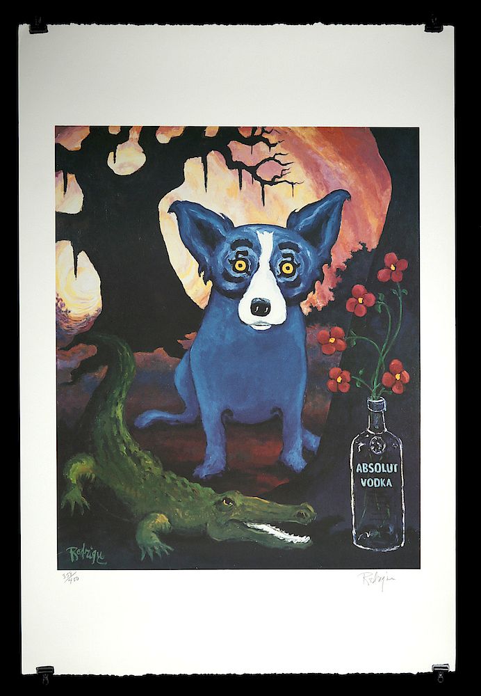 Appraisal: Signed Rodrigue Blue Dog Absolut Louisiana - George Rodrigue Absolute