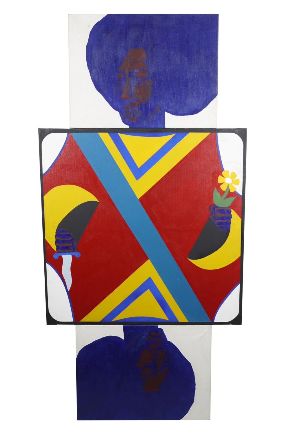 Appraisal: DAVID BRADFORD QUEEN OF SPADES in three sections acrylic on