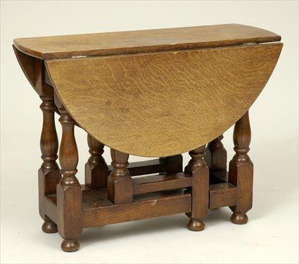 Appraisal: English Oak Miniature Gate-Leg Table x in in extending x