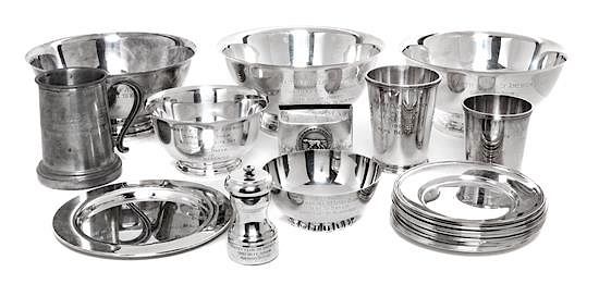 Appraisal: Thirteen American Silver Mastiff Trophy Articles Various Makers including Reed