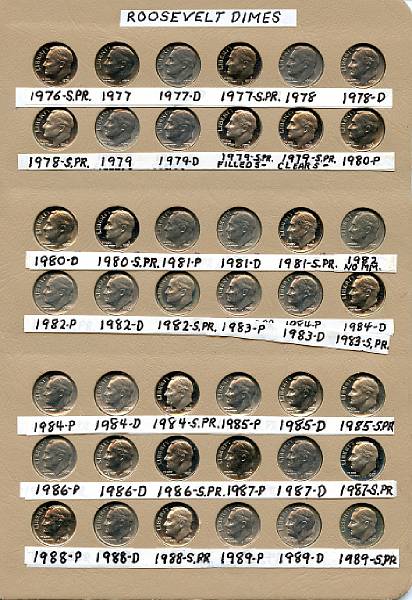 Appraisal: Roosevelt Dimes Set Partial Including through -S Proof lacks -D