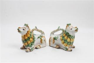 Appraisal: A Pair of Italian Ceramic Pitchers Width inches A Pair