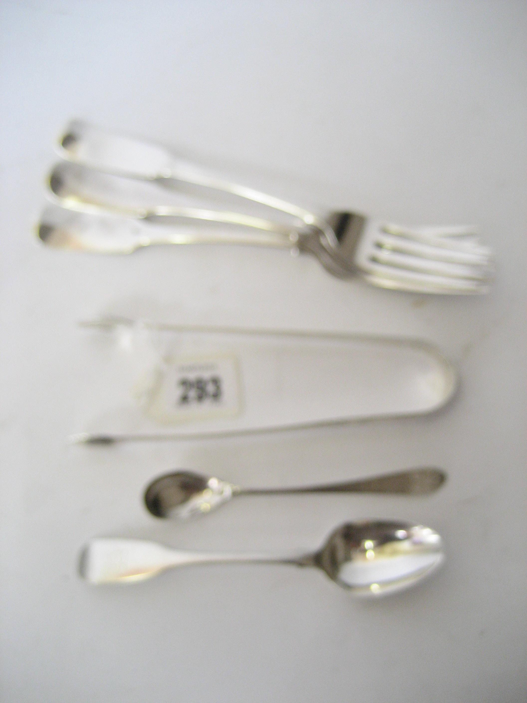 Appraisal: A SMALL COLLECTION OF IRISH GEORGIAN FLATWARE comprising three Fiddle