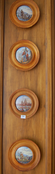 Appraisal: FOUR OAK FRAMED PRATTWARE LIDS