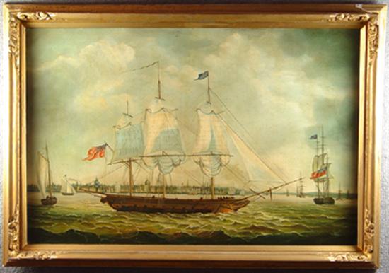 Appraisal: British Sailing Ships on the Thames th Century Oil on