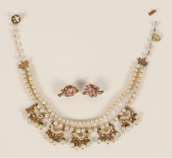 Appraisal: Miriam Haskell two pc including double strand Baroque pearl necklace