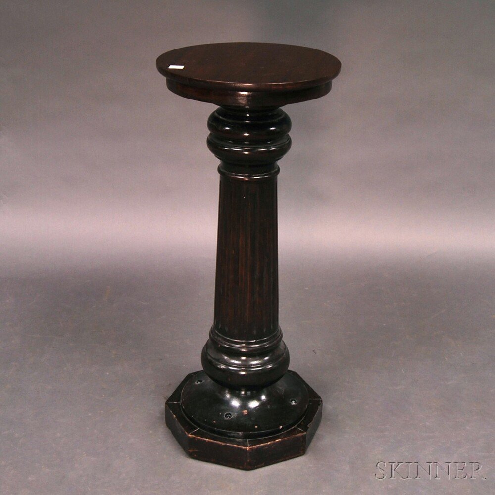 Appraisal: Dark-stained Turned and Fluted Pedestal ht dia in Estimate -