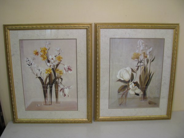 Appraisal: Pair of framed Hampton Hall colored floral prints Tulipa Exotica