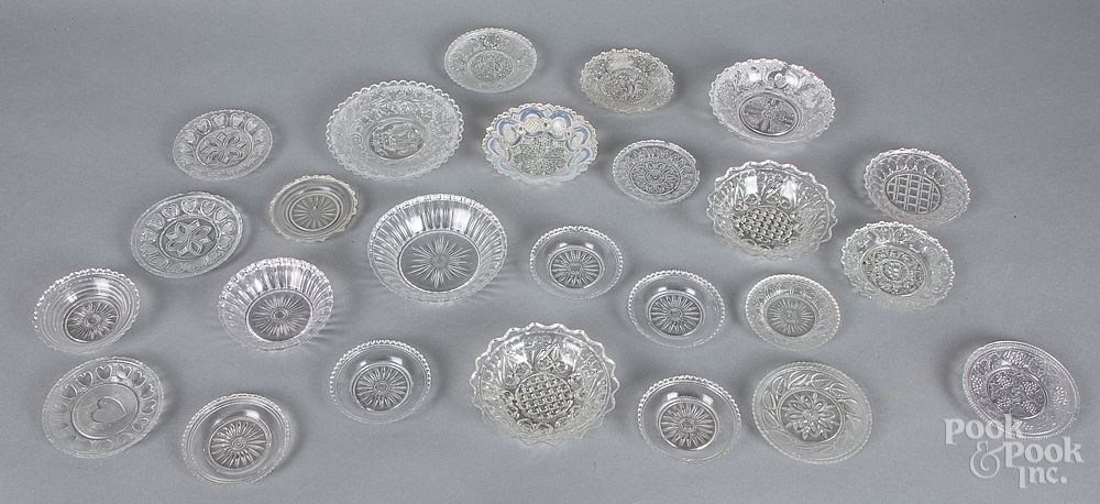 Appraisal: Lacy glass cup and toddy plates Lacy glass cup and