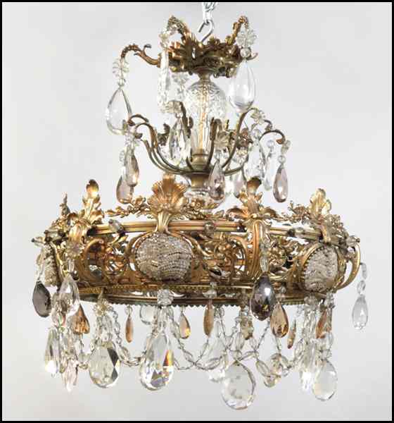 Appraisal: GILT BRONZE AND CRYSTAL CHANDELIER Condition No Specific Condition Recorded