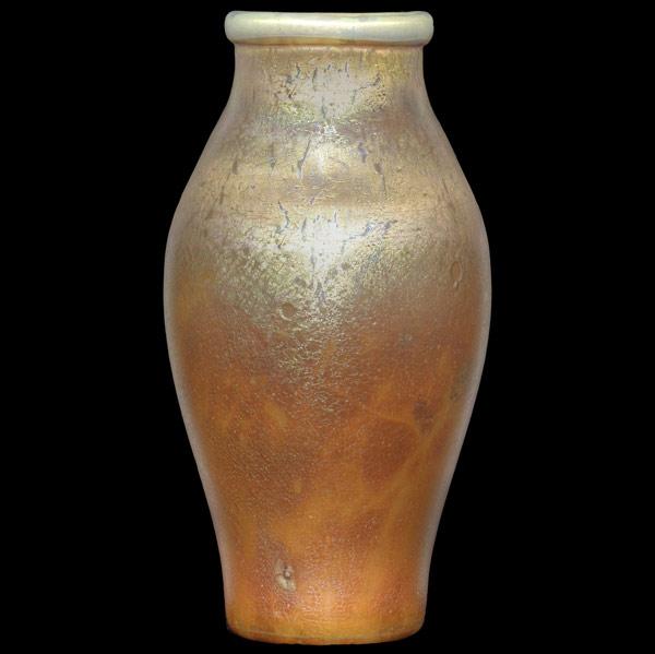 Appraisal: TIFFANY STUDIOS Gold Cypriote glass vase Etched L C TIFFANY-FAVRILE