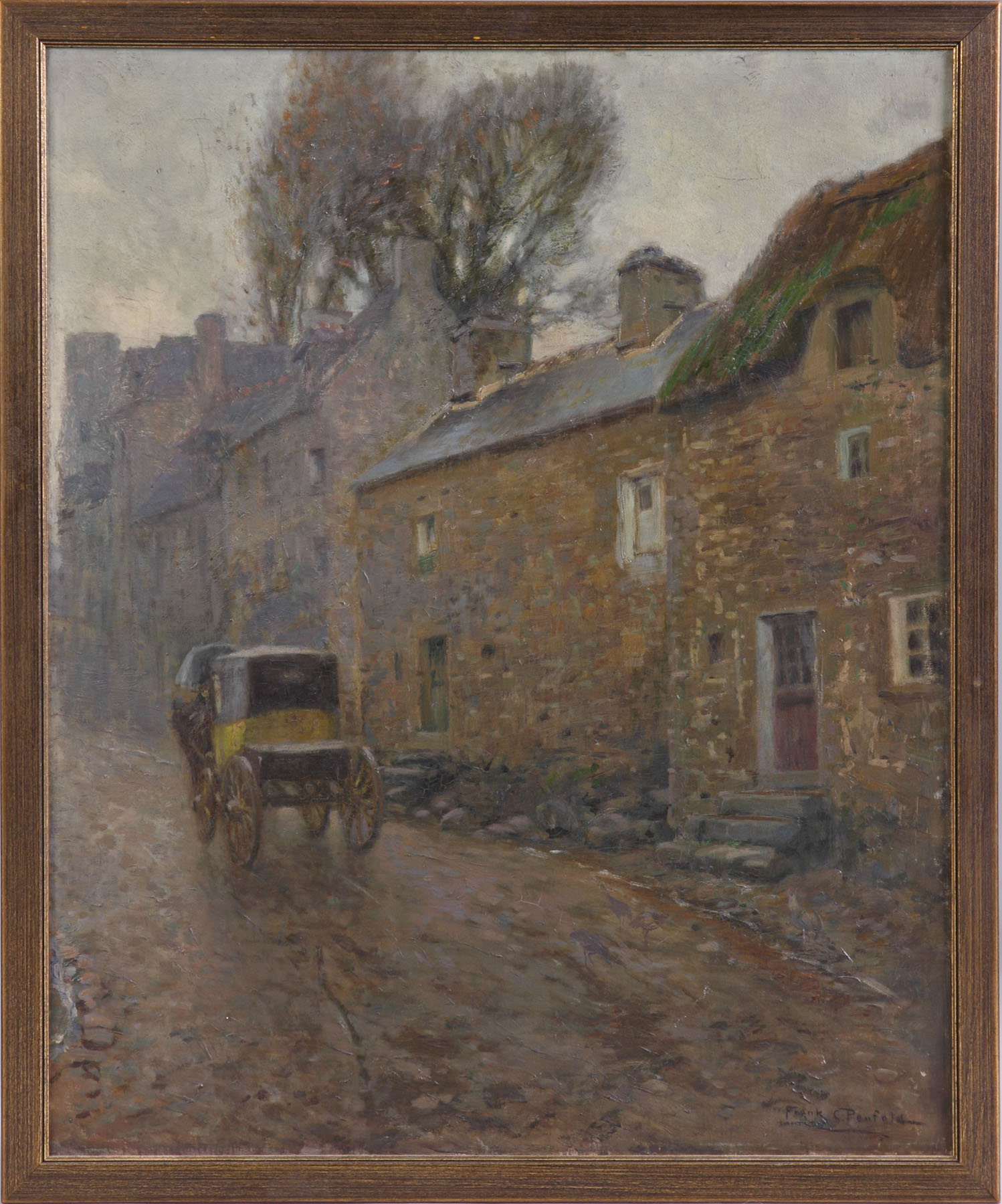 Appraisal: Frank Penfold American - Untitled Carriage Street Scene Sgn Frank