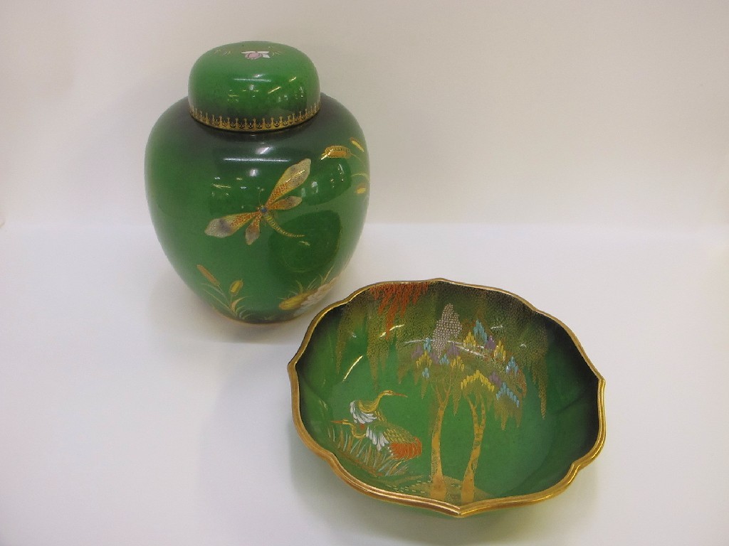 Appraisal: Carlton Ware Vert Royale 'Bullrushes' ginger jar and a New