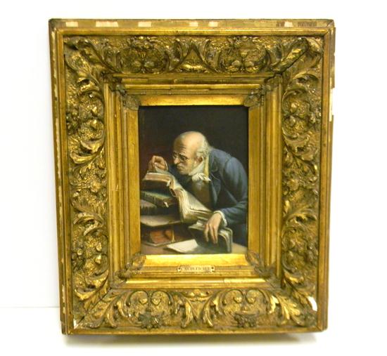 Appraisal: Carl Schleicher Austrian active - Bookworm oil on wood panel