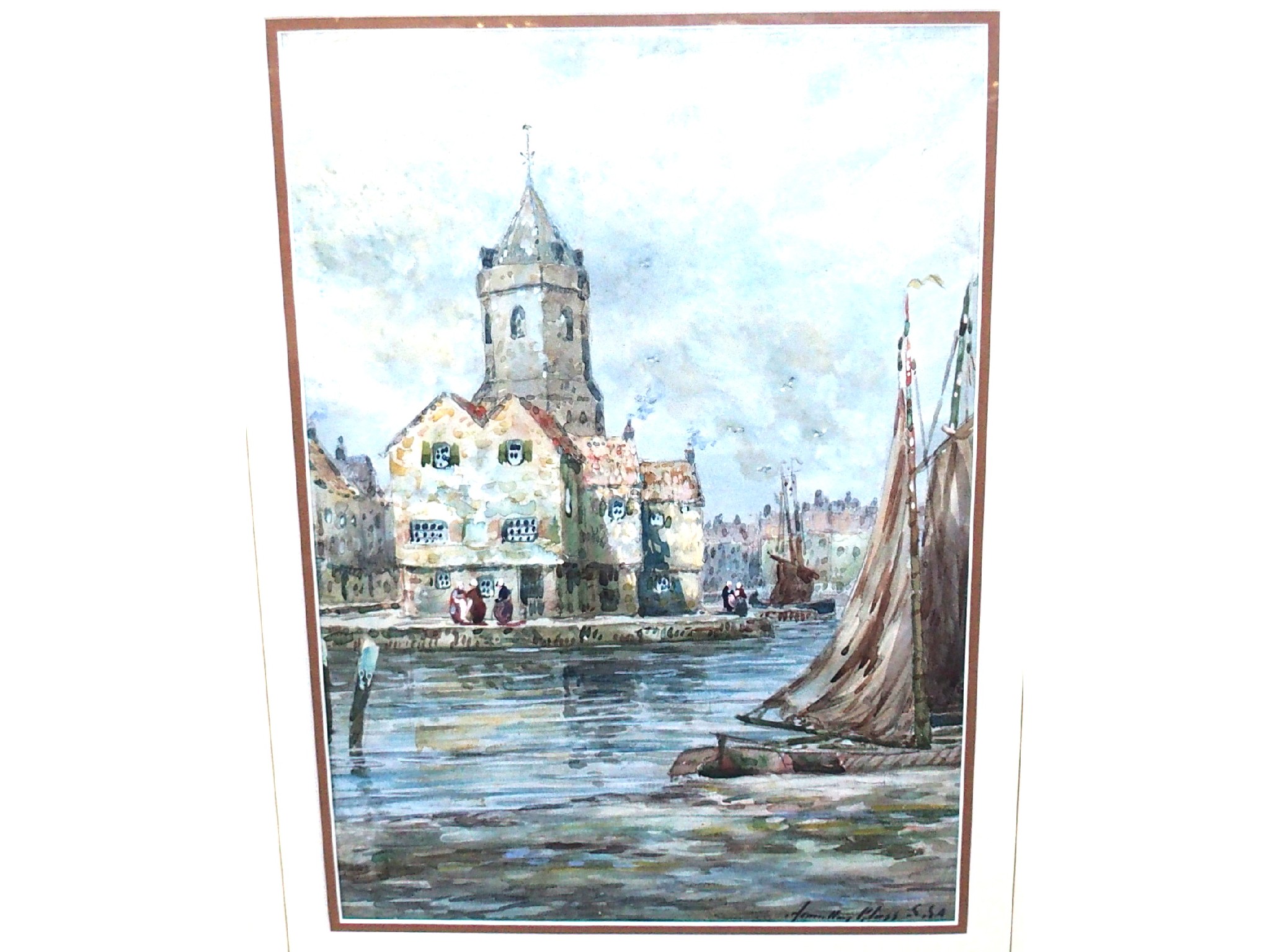 Appraisal: JOHN HAMILTON GLASS A canal in North Holland signed watercolour