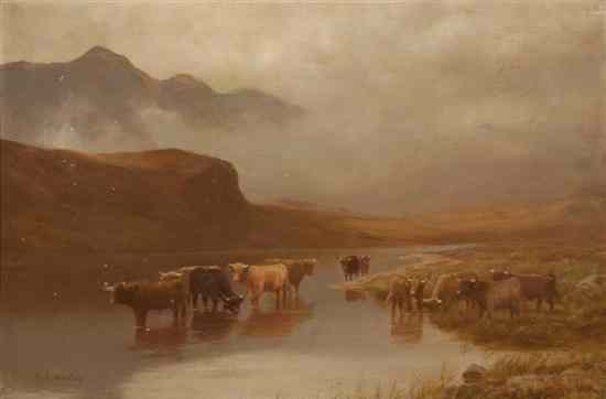 Appraisal: Stephen E Hogley British th century Highland Cattle oil on