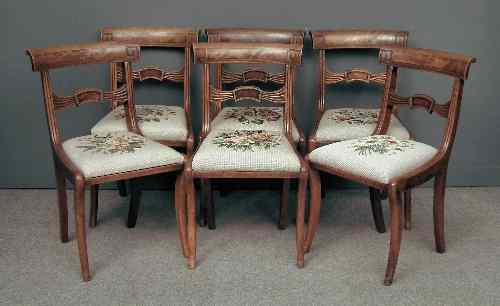 Appraisal: A set of six George IV mahogany dining chairs the