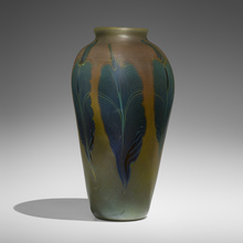 Appraisal: Tiffany Studios EARLY AND MONUMENTAL VASE WITH PEACOCK FEATHERS USA